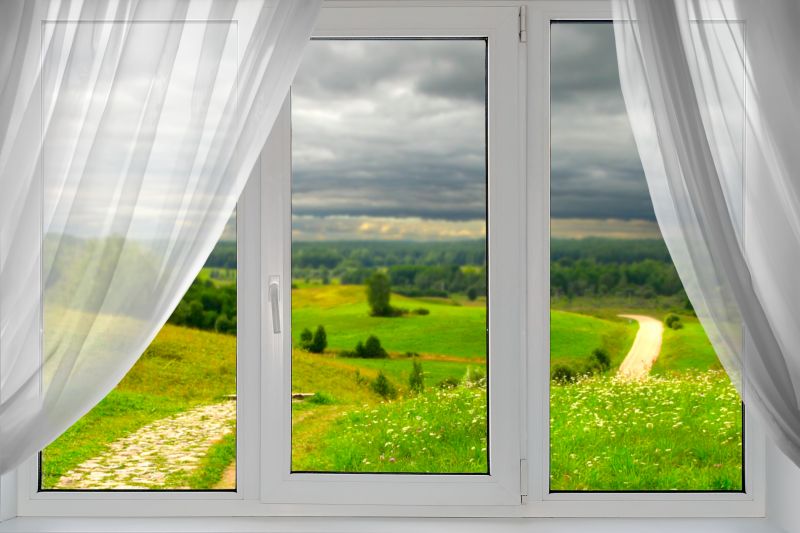 Large picture windows with scenic views